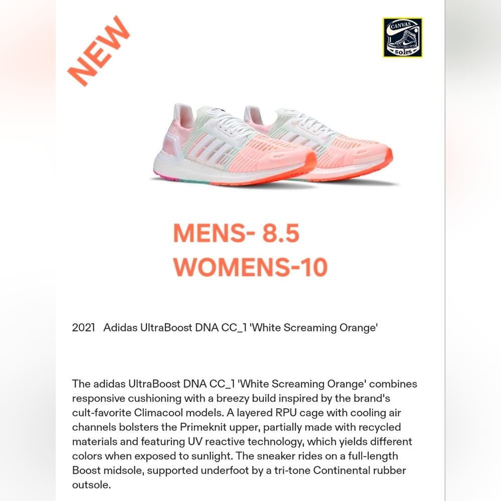 [M-8.5] Adidas UltraBoost DNA CC_1 ☆White Screaming Orange☆